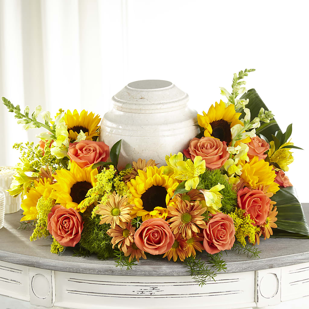 Faithful Sunflower Cremation Adornment – United Family Flower And Gifts, Brooklyn NY