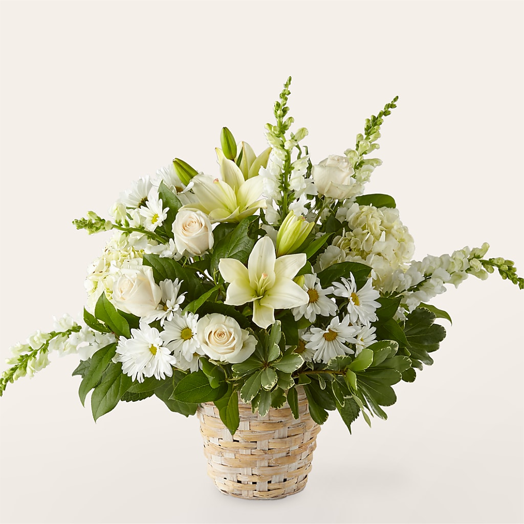 Ivory Elegance Floral Basket – United Family Flower And Gifts, Brooklyn NY
