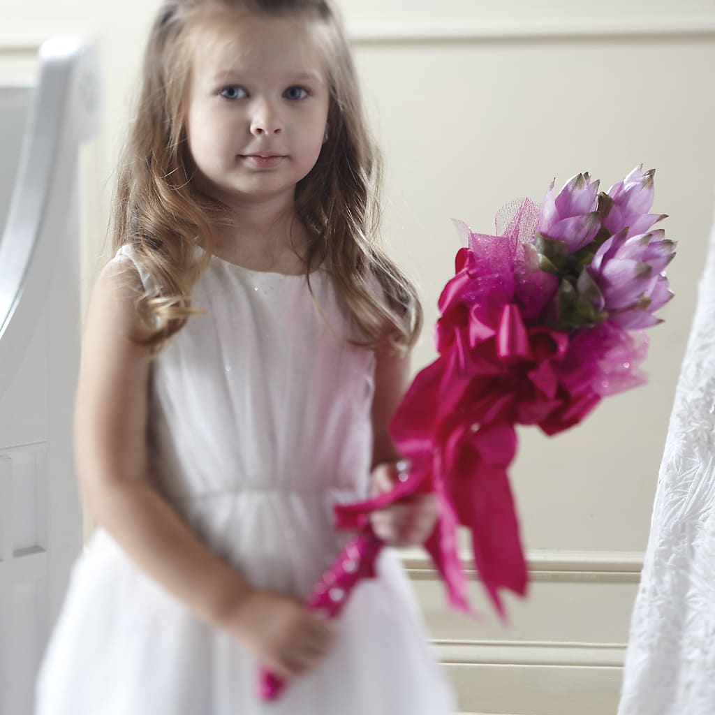 Sparkle Pink Flower Girl Bouquet – United Family Flower And Gifts, Brooklyn NY
