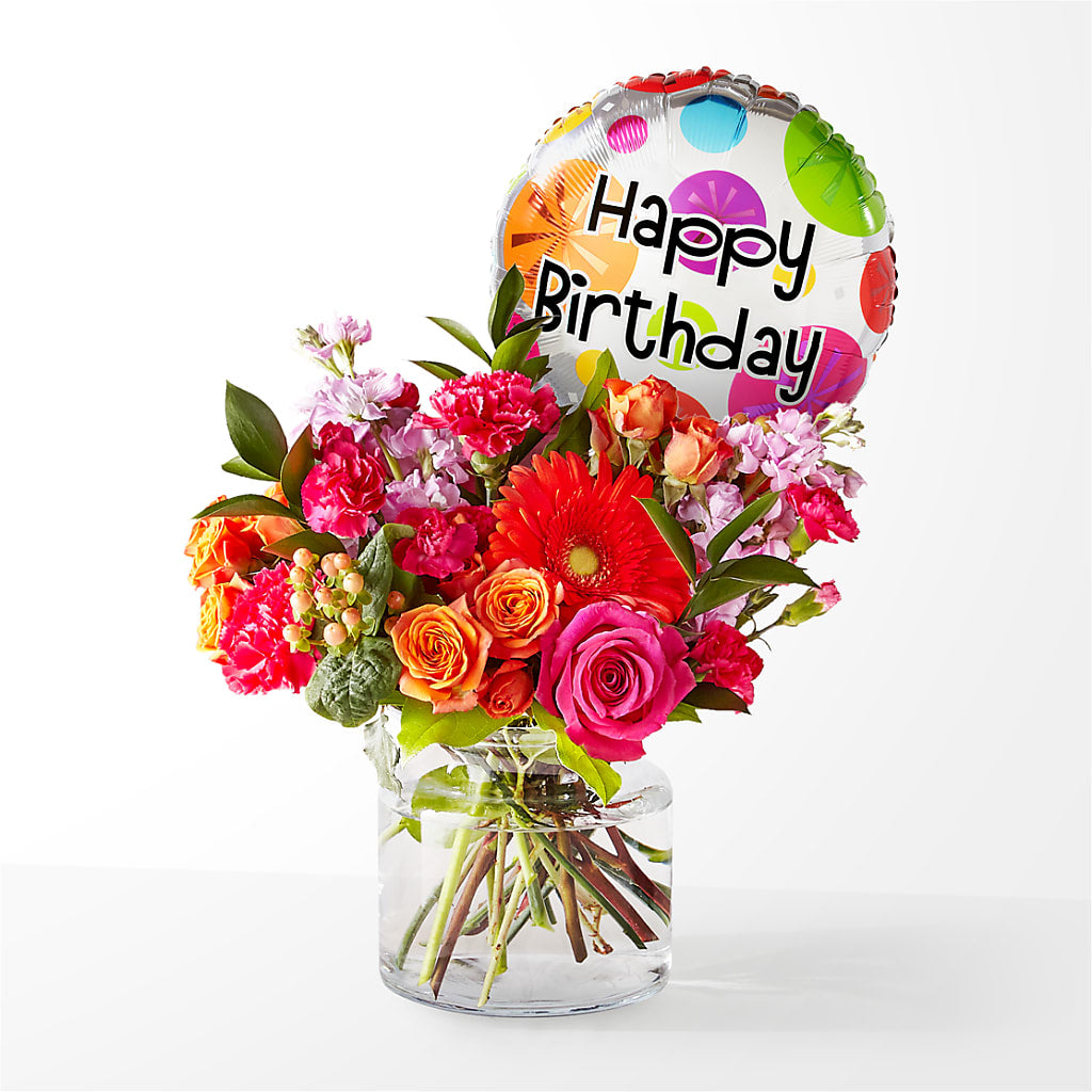 Fiesta Bouquet with Birthday Balloon –  United Family Flower And Gifts, Brooklyn NY