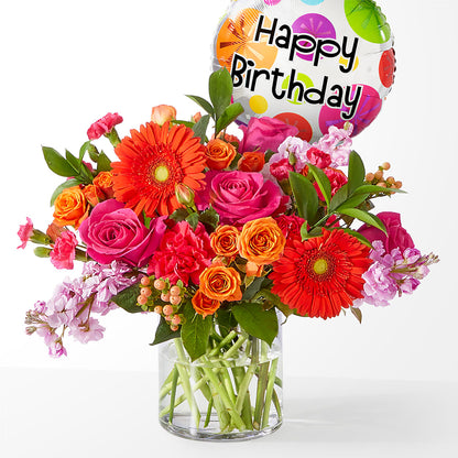Fiesta Bouquet with Birthday Balloon –  United Family Flower And Gifts, Brooklyn NY