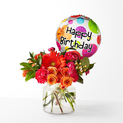 Fiesta Bouquet with Birthday Balloon –  United Family Flower And Gifts, Brooklyn NY
