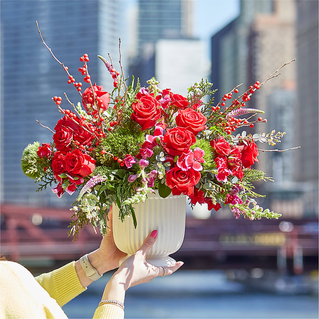 Big Red Bow Bouquet –  United Family Flower And Gifts, Brooklyn NY