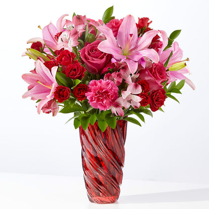 In Love Bouquet with Luxe Swirl Vase –  United Family Flower And Gifts, Brooklyn NY