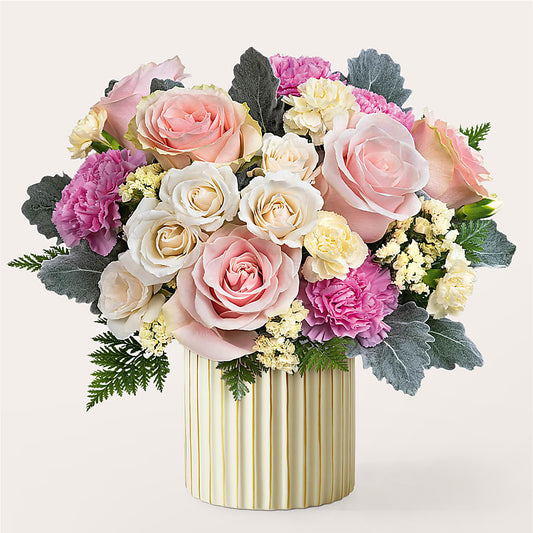 Blissful Moments Bouquet with Ivory Vase –  United Family Flower And Gifts, Brooklyn NY
