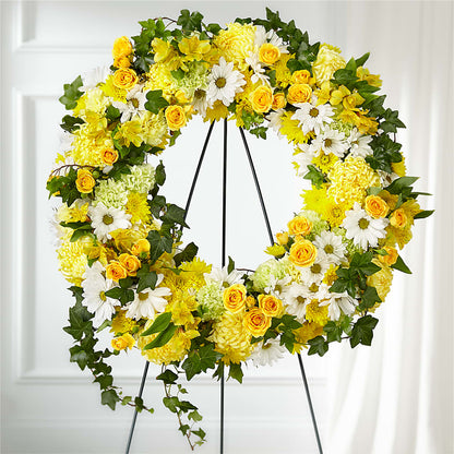 Golden Remembrance Wreath –  United Family Flower And Gifts, Brooklyn NY