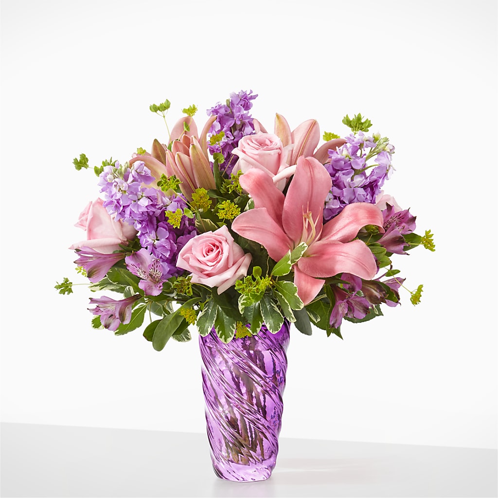 Precious Petals Bouquet with Luxe Swirl Vase –  United Family Flower And Gifts, Brooklyn NY