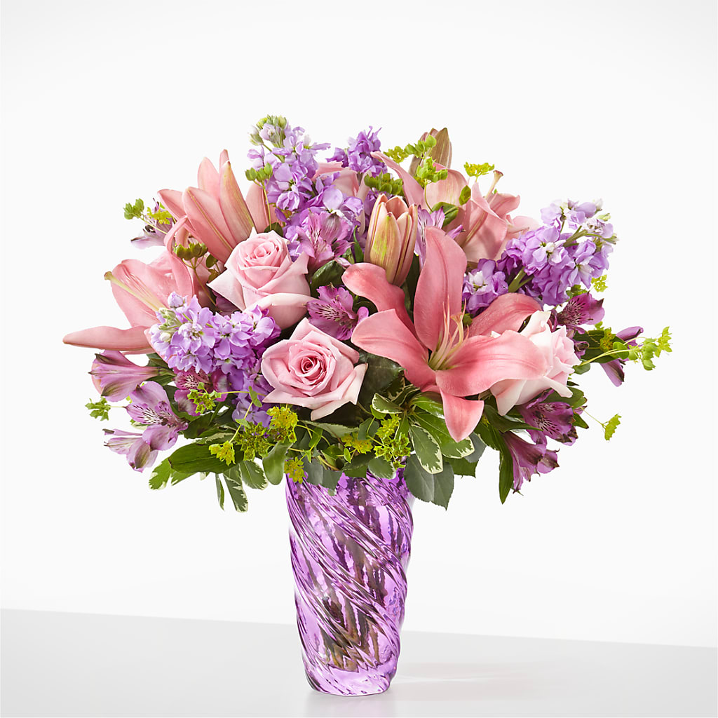 Precious Petals Bouquet with Luxe Swirl Vase –  United Family Flower And Gifts, Brooklyn NY