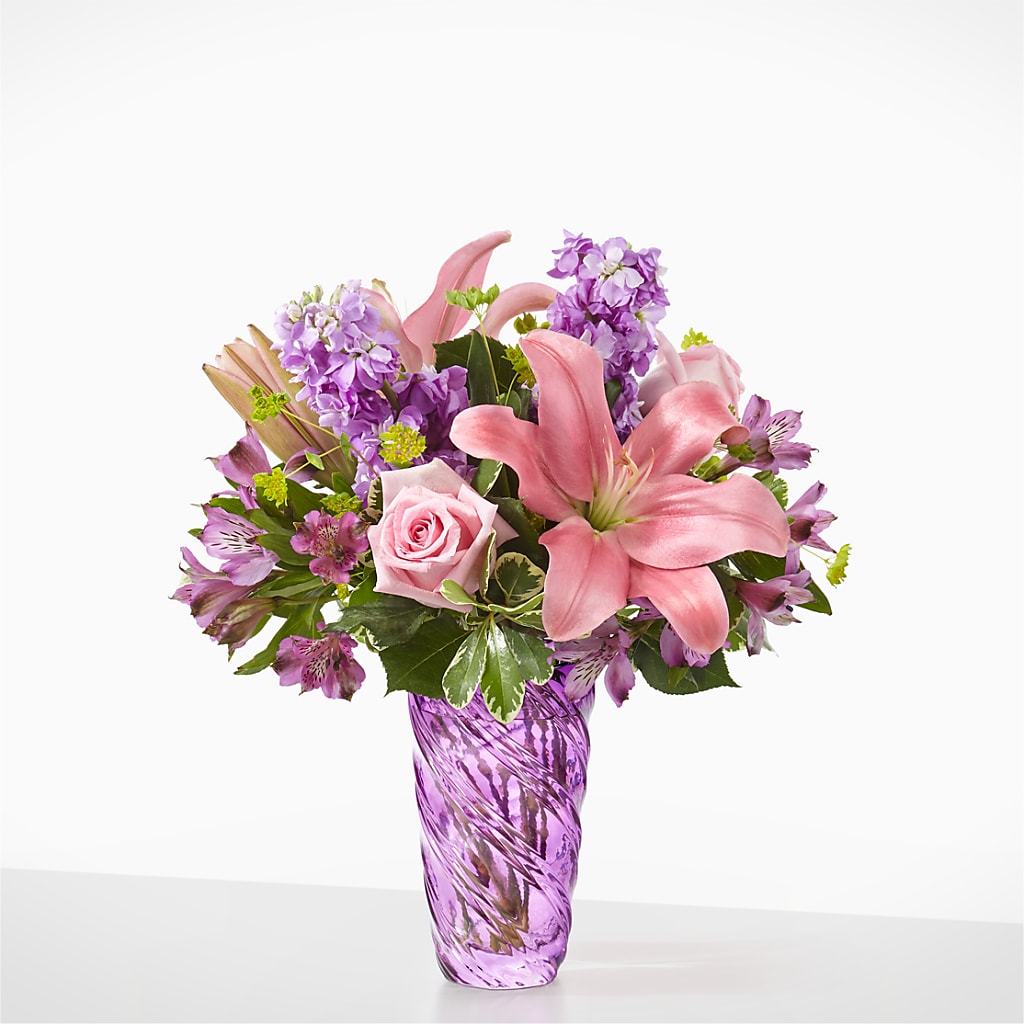 Precious Petals Bouquet with Luxe Swirl Vase –  United Family Flower And Gifts, Brooklyn NY