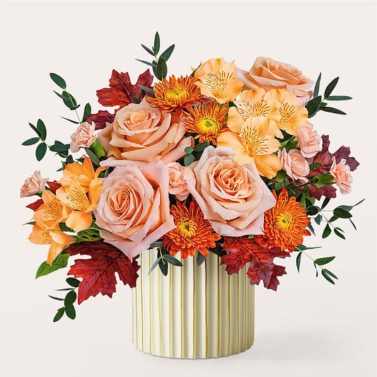 Spiced Latte Bouquet with Ivory Vase –  United Family Flower And Gifts, Brooklyn NY