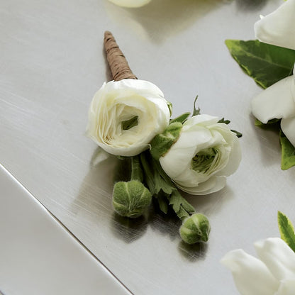 White Ranunculus Boutonniere –  United Family Flower And Gifts, Brooklyn NY
