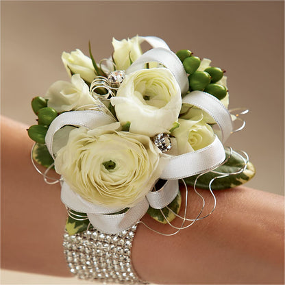 White Wedding Corsage –  United Family Flower And Gifts, Brooklyn NY